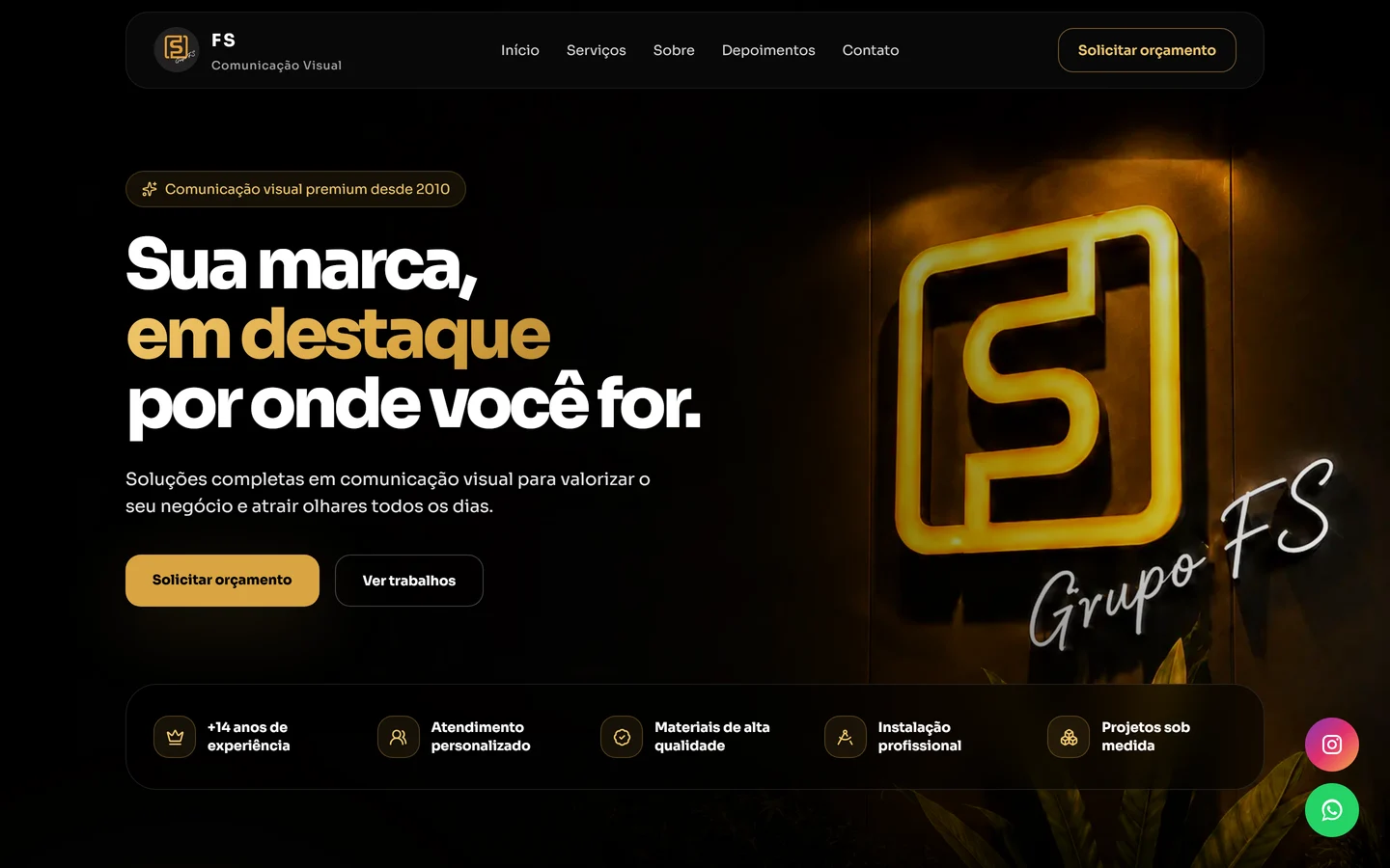 Prévia do site FS Comunicação Visual