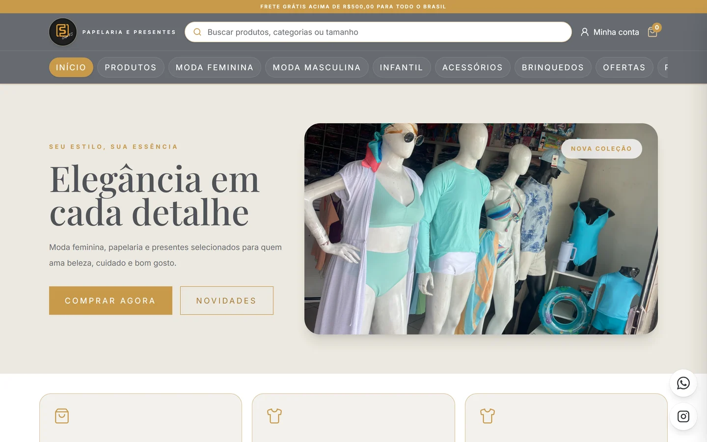 Prévia do site FS Papelaria e Presentes