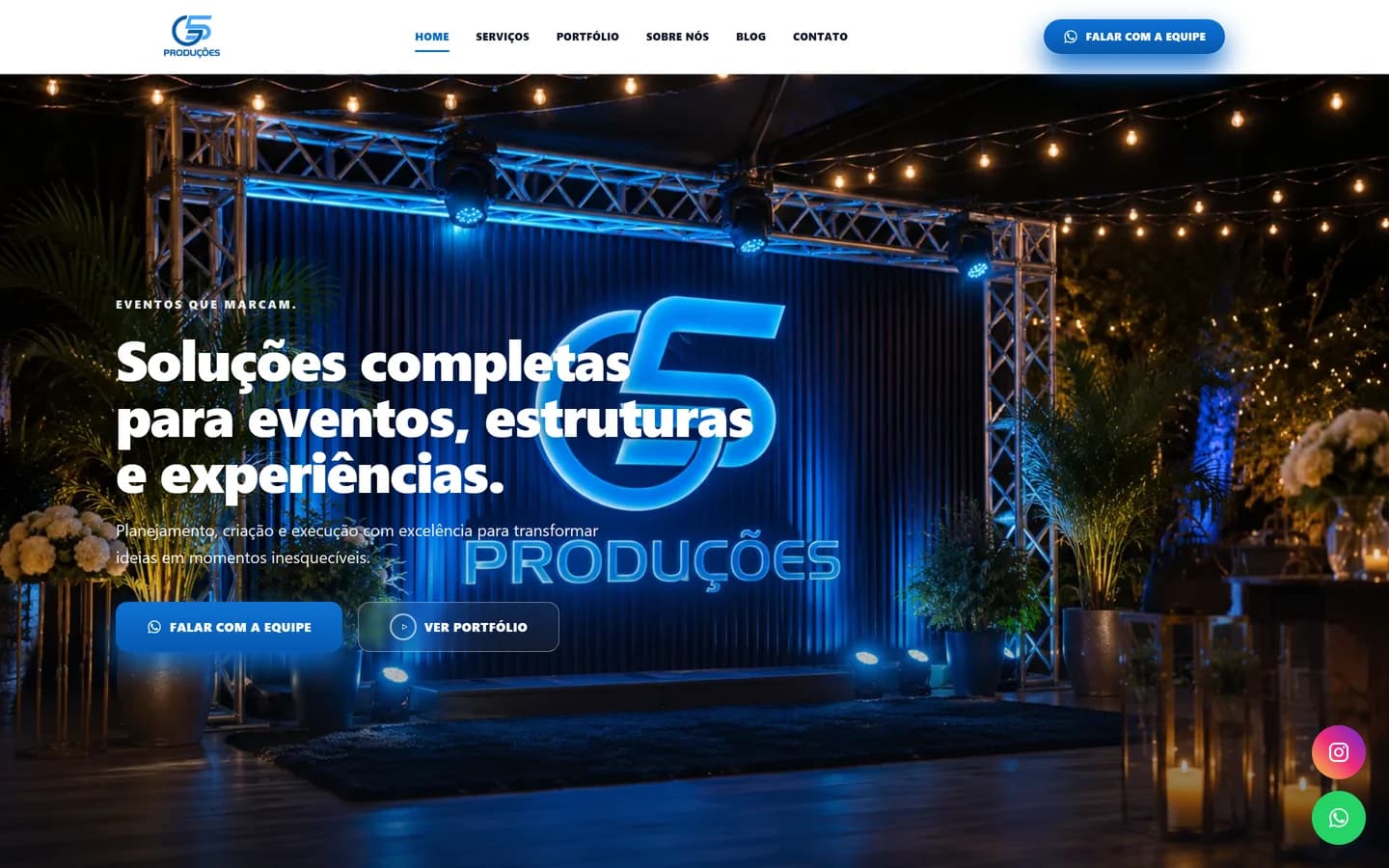 Prévia do site G5 Produções