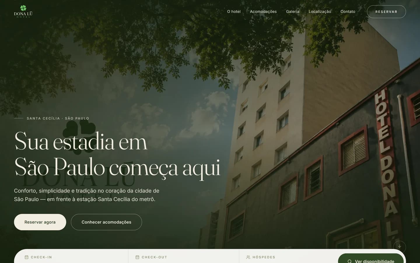Prévia do site Hotel Dona Lú