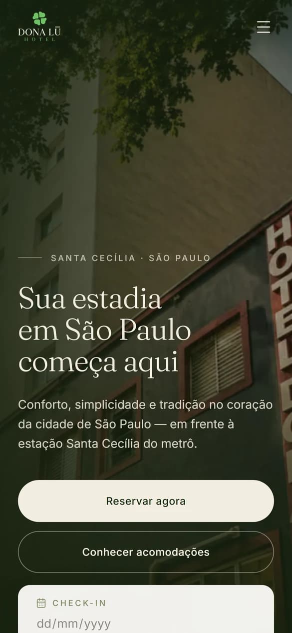 Prévia mobile do site Hotel Dona Lú
