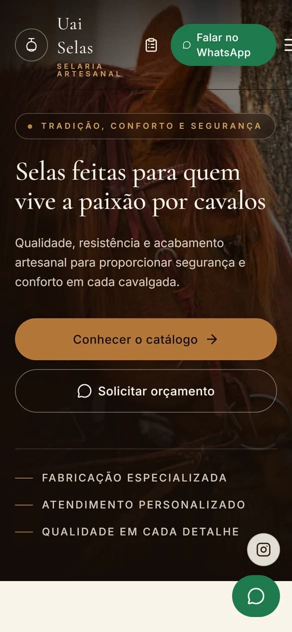 Prévia mobile do site Uai Selas