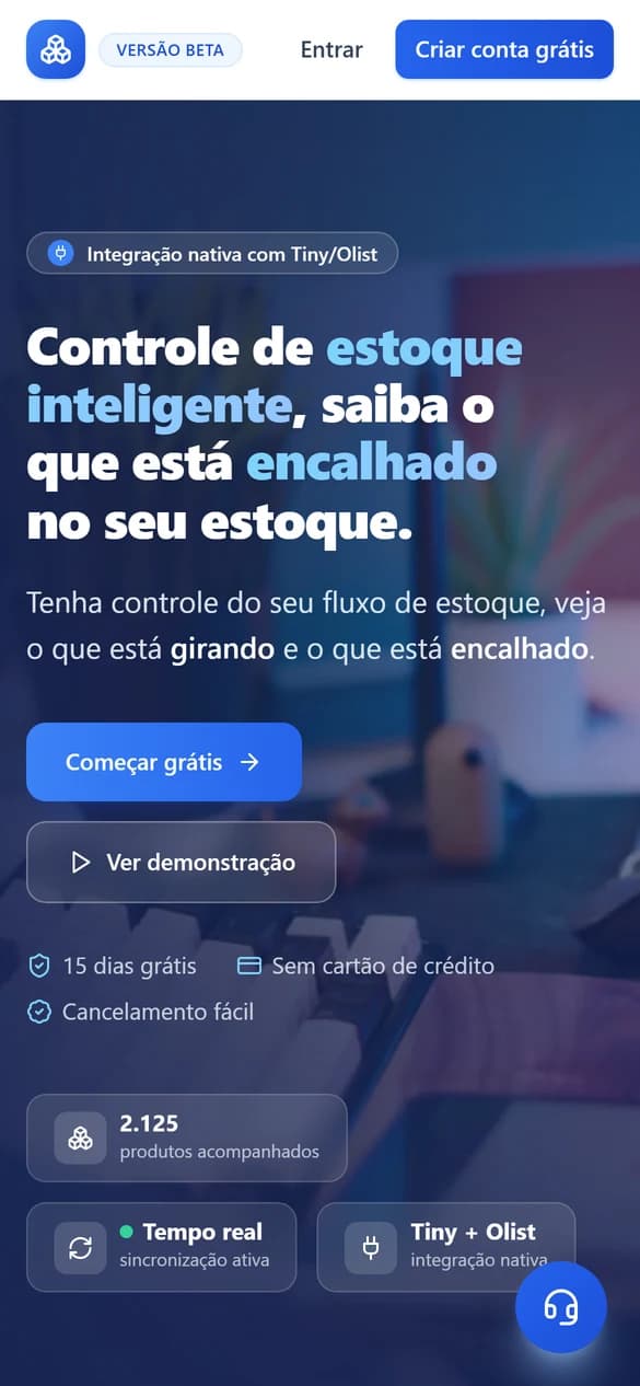 Prévia mobile do site Zero Stock